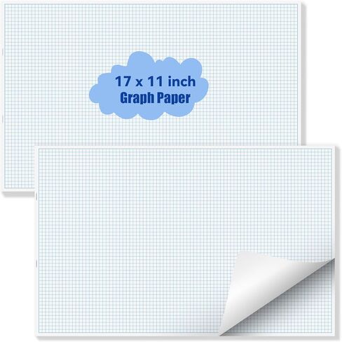 Large Graph Paper Pad, 100 GSM, 11 x 17 inches, 0.25" 4x4 Square Grid, Blueprint, High Brightness, 100 Sheets/200 Pages, 2 Pack Engineering Graph Paper Pads (4 Squares Per Inch, 50 Sheets Each Pad.) in Saudi Arabia