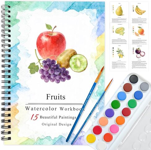 كتاب تلوين مصنفات المياه المائية ، مجموعة الطلاء الصديقة للمبتدئين ، سهلة الرائعة مع خطوات مفصلة ، كتاب إبداعي للألوان المائية مع مجموعة الطلاء للمراهقين البالغين (النباتات ، مع الطلاء) in Kuwait