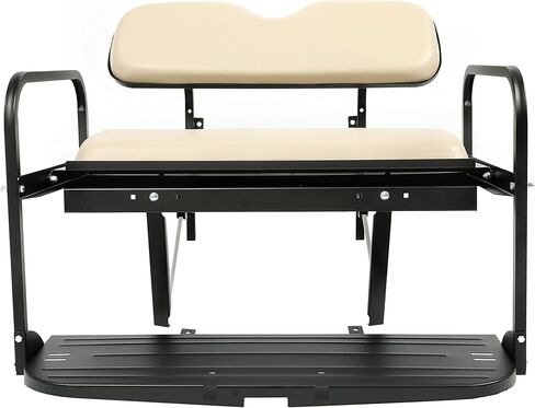 ECOTRIC Golf Cart Folding Rear Seat Kit W/Grab Bar Compatible with Club Car DS (1982-2000.5) Models Back Flip Seat Black in Saudi Arabia