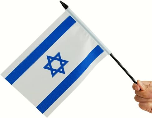 علم مكتب Zigvert American & Israel، مقاس 8.2 بوصة × 5.5 بوصة، بوليستر، مجموعة مكونة من قطعتين لعرض الغرفة in Kuwait