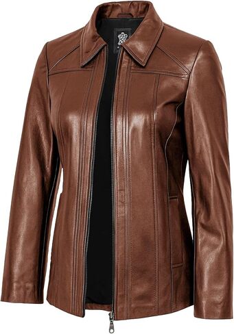 Women's Real Lambskin Leather Coats - Casual Style Long Genuine Leather Jackets for Women in Saudi Arabia