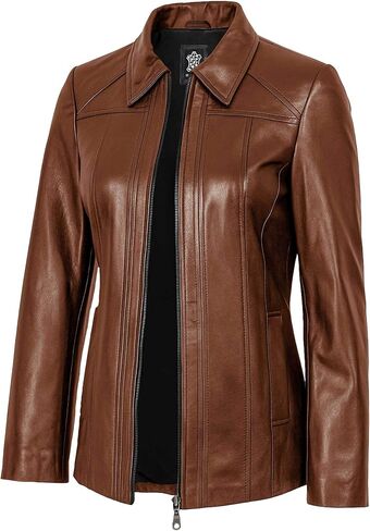 Women's Real Lambskin Leather Coats - Casual Style Long Genuine Leather Jackets for Women in Saudi Arabia