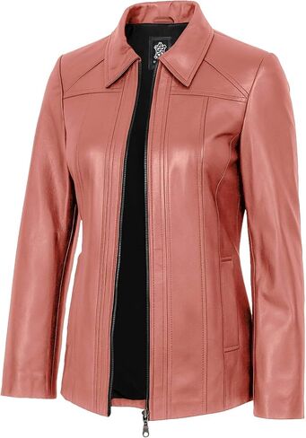 Women's Real Lambskin Leather Coats - Casual Style Long Genuine Leather Jackets for Women in Saudi Arabia