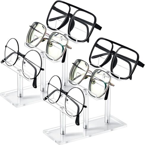 2 Pcs Acrylic Eyeglasses Frame Stand Clear Sunglasses Rack Sunglass Organizer Display Eyewear Glasses Holder Stand for Glasses Shop Home Storage, 6 Tiers in Saudi Arabia