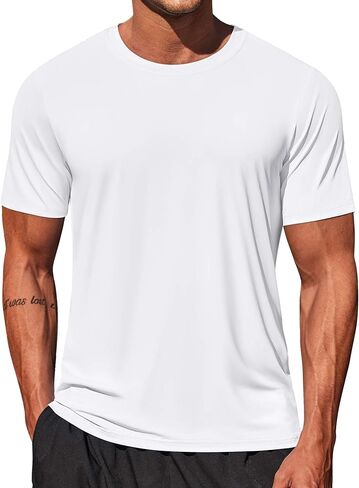 COOFANDY Men's Swim Shirt Short Sleeve UPF 50+ Sun Shirt Rash Guard T-Shirts Quick Dry Beach Shirts Breathable in Kuwait