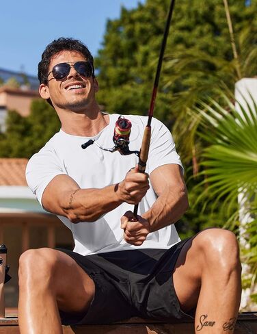 COOFANDY Men's Swim Shirt Short Sleeve UPF 50+ Sun Shirt Rash Guard T-Shirts Quick Dry Beach Shirts Breathable in Kuwait