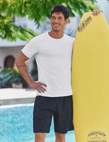 COOFANDY Men's Swim Shirt Short Sleeve UPF 50+ Sun Shirt Rash Guard T-Shirts Quick Dry Beach Shirts Breathable in Kuwait