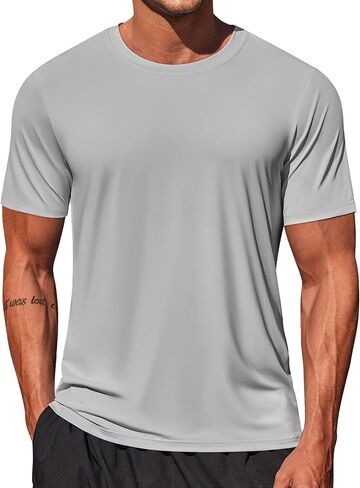 COOFANDY Men's Swim Shirt Short Sleeve UPF 50+ Sun Shirt Rash Guard T-Shirts Quick Dry Beach Shirts Breathable in Kuwait