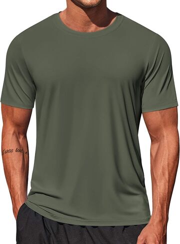 COOFANDY Men's Swim Shirt Short Sleeve UPF 50+ Sun Shirt Rash Guard T-Shirts Quick Dry Beach Shirts Breathable in Kuwait