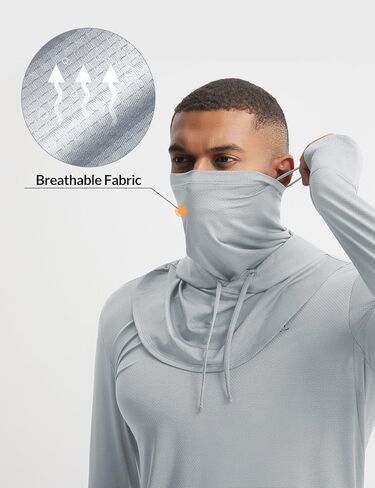baleaf Men's Sun Hoodie UPF 50+ Long Sleeve Fishing Shirts Lightweight SPF UV Hiking Rash Guard with Detachable Hood Mask in Saudi Arabia