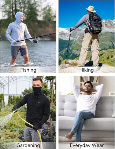 baleaf Men's Sun Hoodie UPF 50+ Long Sleeve Fishing Shirts Lightweight SPF UV Hiking Rash Guard with Detachable Hood Mask in Saudi Arabia