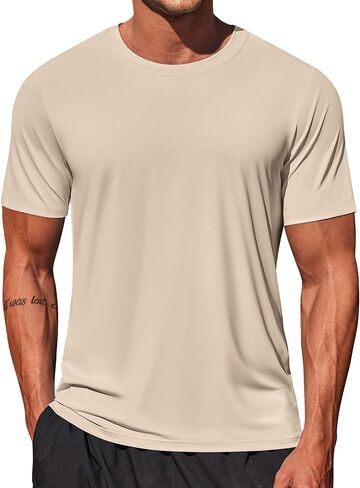COOFANDY Men's Swim Shirt Short Sleeve UPF 50+ Sun Shirt Rash Guard T-Shirts Quick Dry Beach Shirts Breathable in Kuwait
