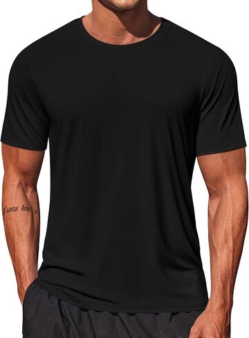 COOFANDY Men's Swim Shirt Short Sleeve UPF 50+ Sun Shirt Rash Guard T-Shirts Quick Dry Beach Shirts Breathable in Kuwait