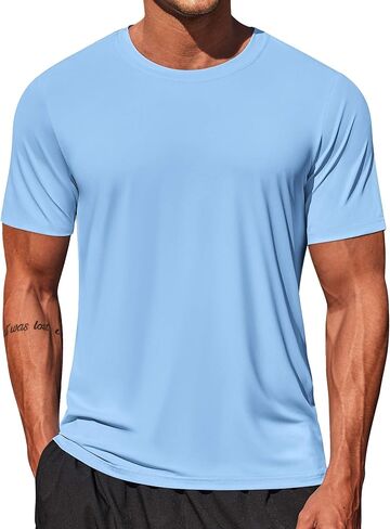 COOFANDY Men's Swim Shirt Short Sleeve UPF 50+ Sun Shirt Rash Guard T-Shirts Quick Dry Beach Shirts Breathable in Kuwait