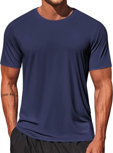 COOFANDY Men's Swim Shirt Short Sleeve UPF 50+ Sun Shirt Rash Guard T-Shirts Quick Dry Beach Shirts Breathable in Kuwait