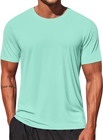 COOFANDY Men's Swim Shirt Short Sleeve UPF 50+ Sun Shirt Rash Guard T-Shirts Quick Dry Beach Shirts Breathable in Kuwait