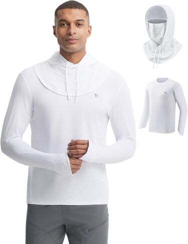 baleaf Men's Sun Hoodie UPF 50+ Long Sleeve Fishing Shirts Lightweight SPF UV Hiking Rash Guard with Detachable Hood Mask in Saudi Arabia