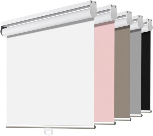 Joydeco Blackout Cordless Roller Shade ستائر صغيرة من القماش الأبيض وظلال للنوافذ مقاس 28 بوصة لتعتيم المنزل على نطاق واسع (28x75) in Kuwait