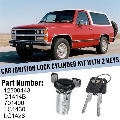 مجموعة أسطوانة قفل مفتاح الإشعال ومجموعة أسطوانة قفل الباب مع/مفاتيح متوافقة مع Chevy GMC C1500 C2500 C3500 K1500 Pickup Truck 1988 1989 1990 1991 1992 1993 1994- يستبدل 12300443 701400 LC1430 in Saudi Arabia