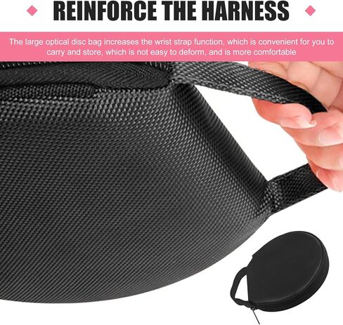 Car CD Case, Oxford Waterproof Disc Storage Binder with Transparent Film Divider, 20 Capacity Portable Round Disc Case, Universal DVD Organizer for Cars (Black) in Saudi Arabia