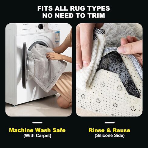 Rug Tape 24 Pcs, Strong Hold Anti-Slip Pads, No-Glue Silicone Bottom, Washable & Reusable, Low-Odor, Pre-Cut Corner Triangles & Edge Strips, Keeps Rug Corners/Edges Flat on Hardwood & Tile in Saudi Arabia