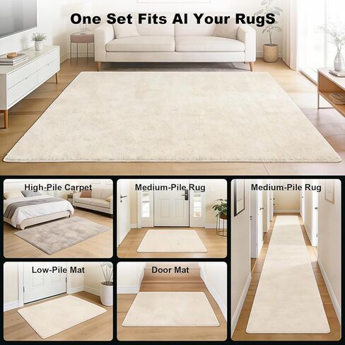 Rug Tape 24 Pcs, Strong Hold Anti-Slip Pads, No-Glue Silicone Bottom, Washable & Reusable, Low-Odor, Pre-Cut Corner Triangles & Edge Strips, Keeps Rug Corners/Edges Flat on Hardwood & Tile in Saudi Arabia