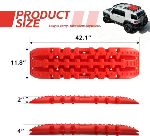 MaxxHaul Recovery Tracks Traction Boards 22000 lb Capacity 42" Heavy‑Duty Off Road Traction Mats for Sand Mud Snow Fits Trucks SUVs Jeeps 4x4 Red (50961) in Saudi Arabia