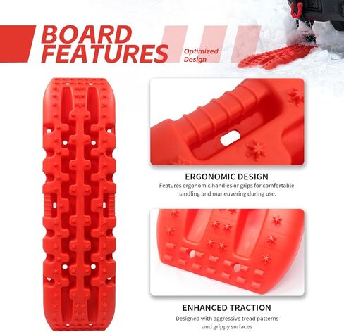 MaxxHaul Recovery Tracks Traction Boards 22000 lb Capacity 42" Heavy‑Duty Off Road Traction Mats for Sand Mud Snow Fits Trucks SUVs Jeeps 4x4 Red (50961) in Saudi Arabia