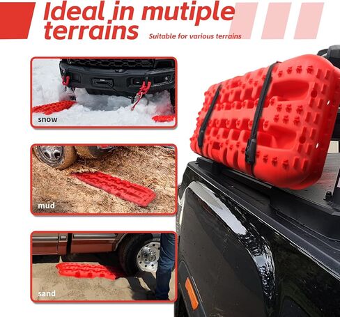 MaxxHaul Recovery Tracks Traction Boards 22000 lb Capacity 42" Heavy‑Duty Off Road Traction Mats for Sand Mud Snow Fits Trucks SUVs Jeeps 4x4 Red (50961) in Saudi Arabia