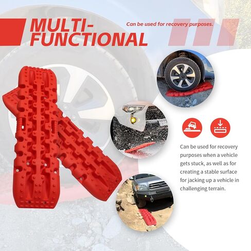 MaxxHaul Recovery Tracks Traction Boards 22000 lb Capacity 42" Heavy‑Duty Off Road Traction Mats for Sand Mud Snow Fits Trucks SUVs Jeeps 4x4 Red (50961) in Saudi Arabia