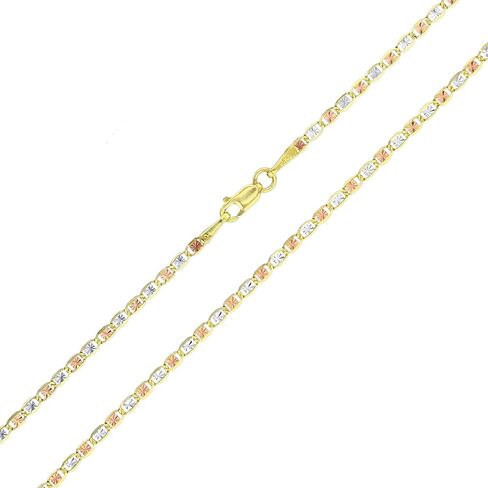 الصلبة 14K الذهب ثلاثي الألوان 2mm-8mm قطع الماس نجمة الإيطالية أو القلب قلادة سلسلة الحب الإيطالية in Saudi Arabia