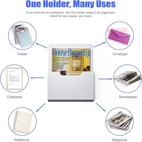 6 Pack Magnetic File Folder Holder, Wall Hanging Magnetic Pocket Mail Organizer for Refrigerator,Classroom Locker Whiteboard, Office Walls,White in Saudi Arabia