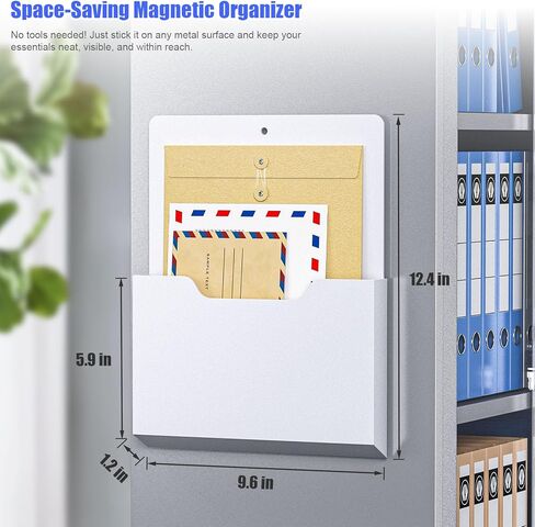 6 Pack Magnetic File Folder Holder, Wall Hanging Magnetic Pocket Mail Organizer for Refrigerator,Classroom Locker Whiteboard, Office Walls,White in Saudi Arabia
