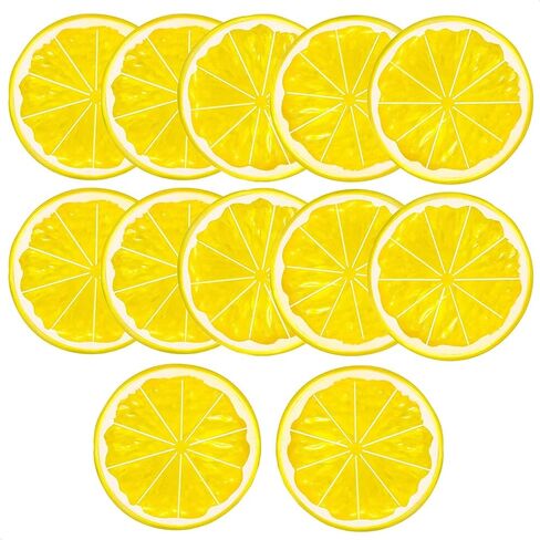 12Pcs Fake Lemon Slices Artificial - Fruit Party Decorations Fake Lemon Fruit Decorations for Party Lemon Kitchen Decoration - Simulation Yellow Lemon Home - 2 Inch Plastic Vegetable Decor Kitchen in Saudi Arabia