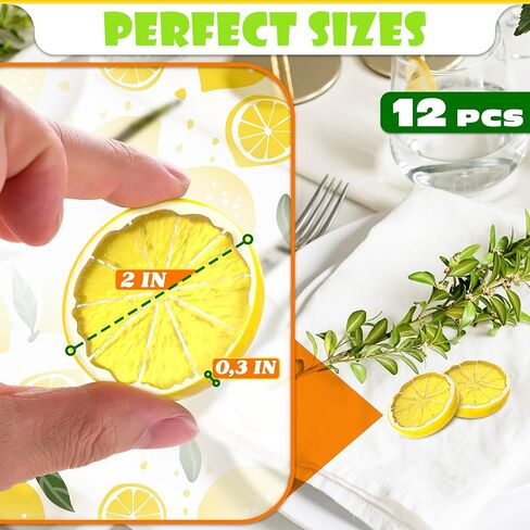 12Pcs Fake Lemon Slices Artificial - Fruit Party Decorations Fake Lemon Fruit Decorations for Party Lemon Kitchen Decoration - Simulation Yellow Lemon Home - 2 Inch Plastic Vegetable Decor Kitchen in Saudi Arabia