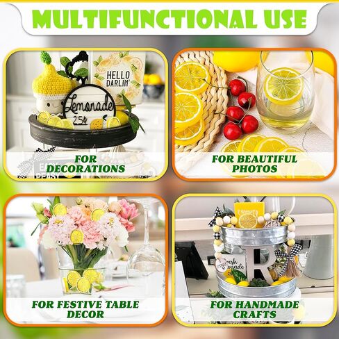 12Pcs Fake Lemon Slices Artificial - Fruit Party Decorations Fake Lemon Fruit Decorations for Party Lemon Kitchen Decoration - Simulation Yellow Lemon Home - 2 Inch Plastic Vegetable Decor Kitchen in Saudi Arabia