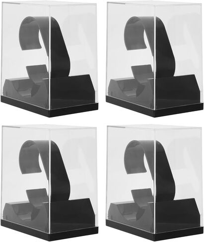 Yardwe 4pcs Single Watch Display Stand - Clear Plastic Box Jewelry Holder Case Bangle Organizer Transparent For Bangle Men Women in Saudi Arabia