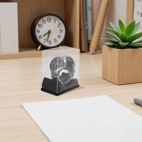 Yardwe 4pcs Single Watch Display Stand - Clear Plastic Box Jewelry Holder Case Bangle Organizer Transparent For Bangle Men Women in Saudi Arabia
