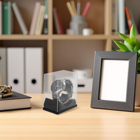 Yardwe 4pcs Single Watch Display Stand - Clear Plastic Box Jewelry Holder Case Bangle Organizer Transparent For Bangle Men Women in Saudi Arabia