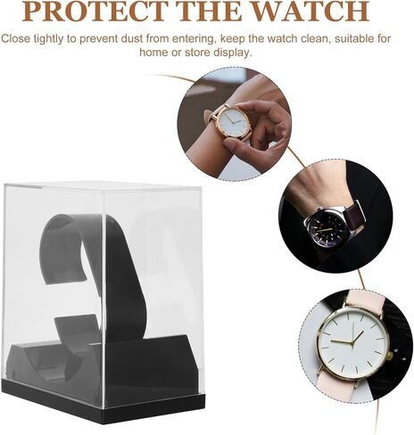 Yardwe 4pcs Single Watch Display Stand - Clear Plastic Box Jewelry Holder Case Bangle Organizer Transparent For Bangle Men Women in Saudi Arabia