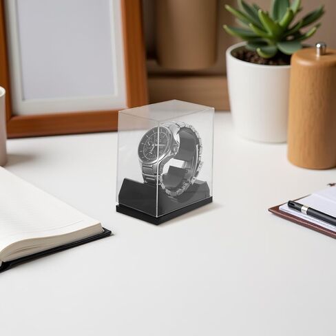 Yardwe 4pcs Single Watch Display Stand - Clear Plastic Box Jewelry Holder Case Bangle Organizer Transparent For Bangle Men Women in Saudi Arabia
