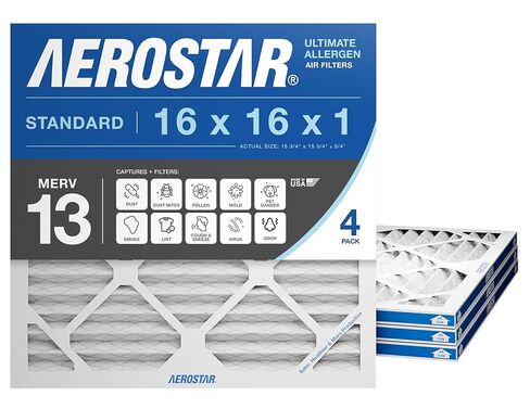 فلتر هواء مطوي موديل Aerostar 16x16x1 MERV 8 ، مرشح هواء فرن AC ، 4 عبوات (الحجم الفعلي: 15 3/4 بوصة × 15 3/4 بوصة × 3/4 بوصة) in Saudi Arabia