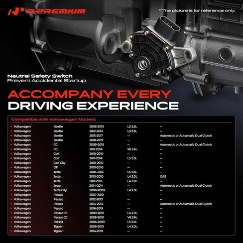 A-Premium Neutral Safety Switch Compatible with Volkswagen Jetta, Passat, Golf, Tiguan, Beetle, CC, GTI, Golf City, Jetta City, Passat CC, Rabbit & Mini Cooper, Cooper Countryman Paceman & Audi TT in Saudi Arabia