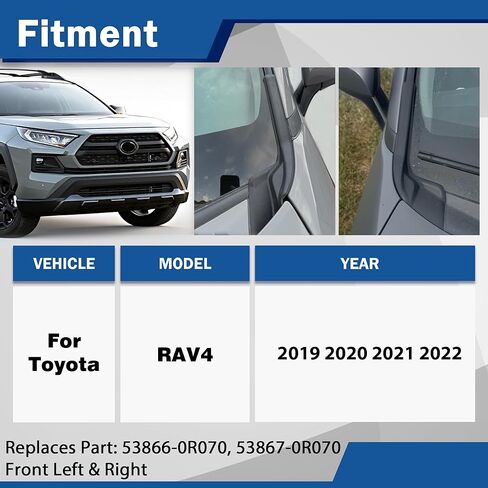 قطعتان من أغطية لوحة القلنسوة الأمامية لممسحة الزجاج الأمامي متوافقة مع 2019-2022 Toyota RAV4 53866-0R070 53867-0R070 غطاء تمديد القلنسوة للجانب الأيسر والأيمن in Kuwait