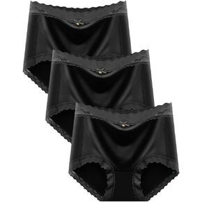 BLKDOTS Women's High Waist Hipster Briefs Smooth Silky Panties Soft Lace Underwear Breathable Underpants