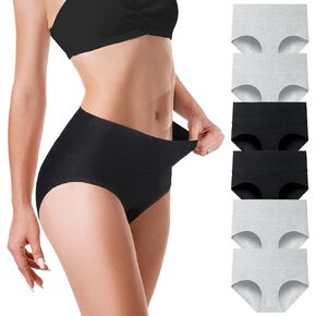 Vividmoo Women's High waist Cotton Underwear, Soft Plus Size and Regular Stretch Full Coverage Dual Band Briefs