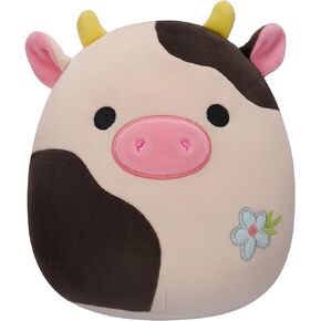 Squishmallows Original 8-Inch Connor Cow with Blue Flower Embroidery - Official Jazwares Plush