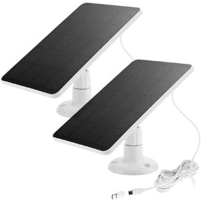 2 Pack Solar Panel for Outdoor Camera Micro USB & USB-C Solar Panel Charger, 5V 6W 4W 3W Solar Panel for Security Camera Fit for Wyze Cam Outdoor Pro V3,Arlo Essential,Blink,Simplisafe,Eufy & More