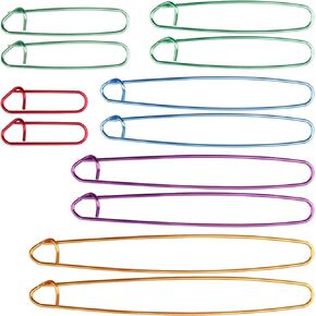 12 PCS Knitting Stitch Holders,6 Sizes Yarn Stitch Holder Set for Crochet Knitting Needle Aluminum Stitch Holders Safety Pins,6cm/9cm/12cm/15cm/17cm/20cm,Assorted Colors Safety Crochet