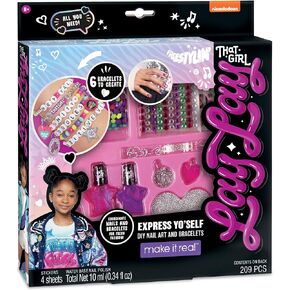 That Girl Lay Lay: Express Yo 'Self - DIY Nail Art & Bracelets Kit - Create 6 Bracelets, Make It Real, Nickelodeon, 209 Pieces, Coordinate Nails & Bracelets For Fresh Fashion, Arts & Crafts